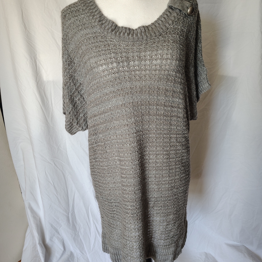 Maurices Gray Open-Knit Scoop Neck Sweater
